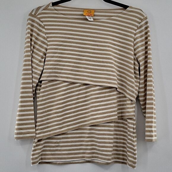 Ruby Rd. Tops - 3 For$20 Ruby Rd Tan & White stripe w/ Shimmer size PS